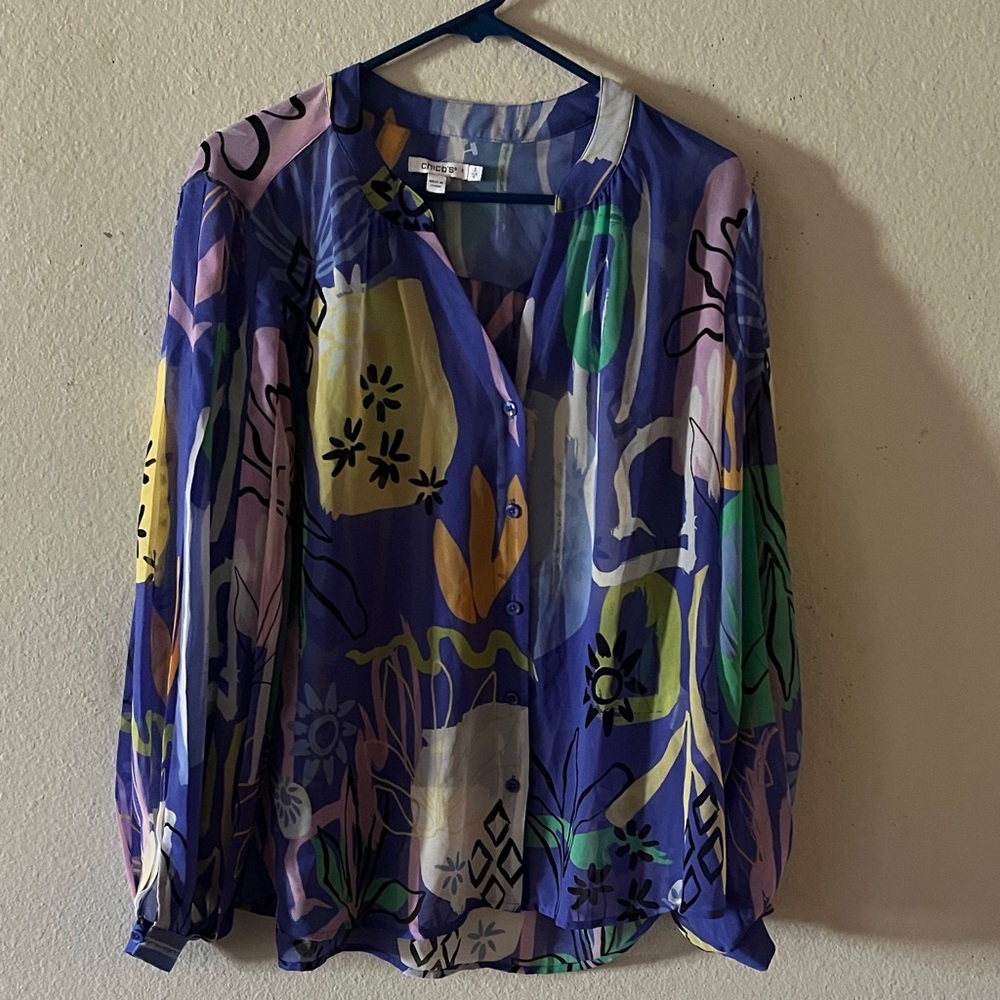 Chico's Multicolor Abstract Blouse